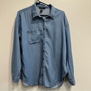 Forever 21 Blue Casual Button Down Shirt,medium,soft